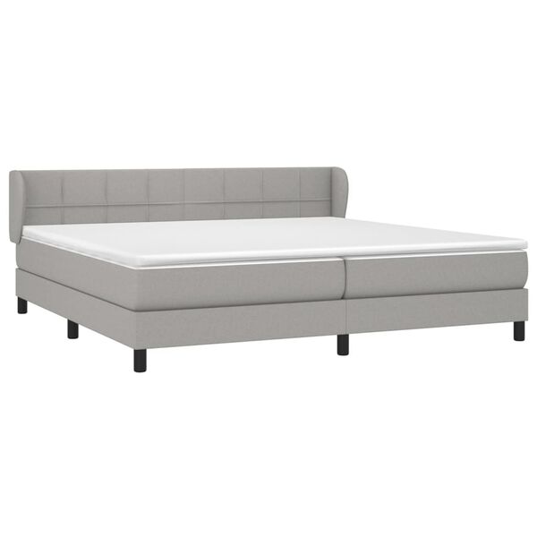 vidaXL Sommier &agrave; lattes de lit avec matelas Gris clair 200x200cm Tissu