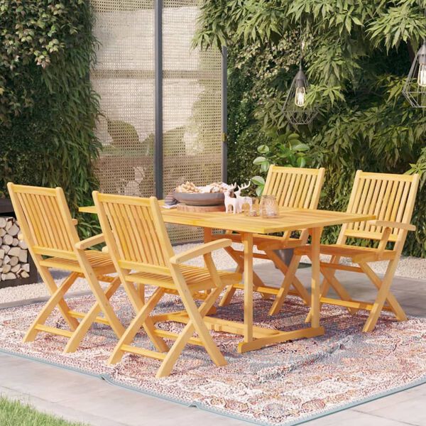 vidaXL Ensemble &agrave; manger de jardin 5 pcs Bois de teck massif