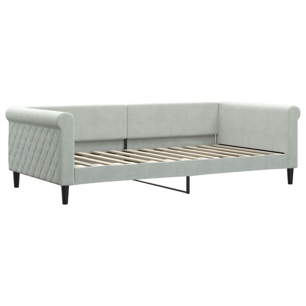 vidaXL Lit de jour et gigogne et matelas gris clair 100x200 cm velours