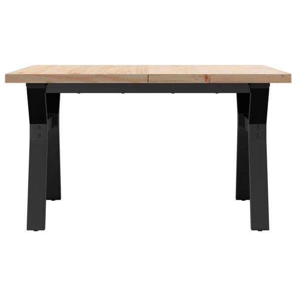 vidaXL Table basse cadre en Y 80x80x45,5cm bois de pin massif et acier