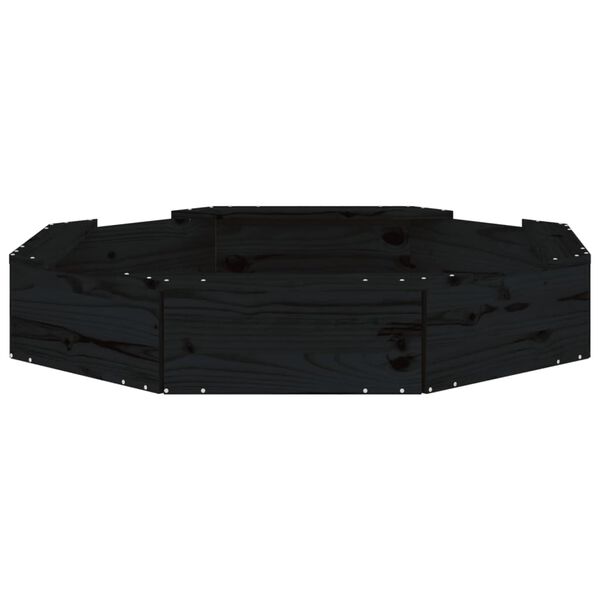 vidaXL Bac &agrave; sable avec si&egrave;ges noir octogone bois de pin massif