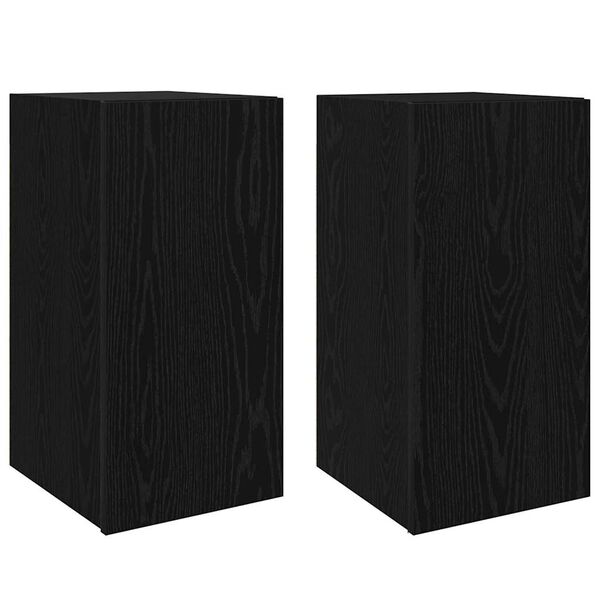 vidaXL Meuble TV mural 2 pcs Ch&ecirc;ne noir 30,5 x 30 x 60 cm