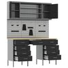 vidaXL Placard de travail 8 pcs Noir Bois d'ing&eacute;nierie et acier