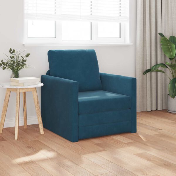 vidaXL Canap&eacute;-Lit 60cm Bleu Velours