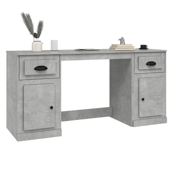 vidaXL Bureau avec armoire gris béton bois d'ingénierie