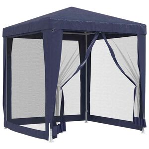 vidaXL Tente de f&ecirc;te avec 4 parois lat&eacute;rales en maille Bleu 2x2 m PEHD