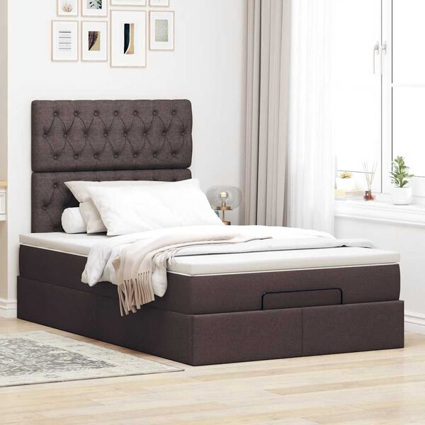 VidaXL Cadre de lit ottoman avec matelas marron fonc&eacute; 120x190 cm tissu