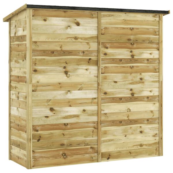 Abri De Jardin En Bois (Pin Imprégné) - Dimensions 69,5x32x178 Cm - Avec 4 Étagères Et Porte - Pour Rangement Outils, Équipement