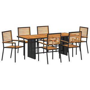 vidaXL Ensemble de salle &agrave; manger pour jardin 7 pcs Noir et Marron