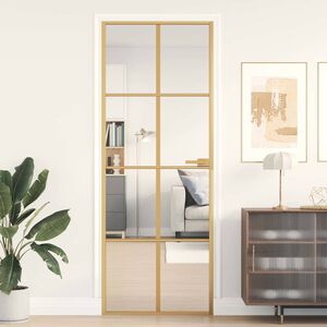 vidaXL Porte int&eacute;rieure mince dor&eacute; 76x201,5 cm verre tremp&eacute; aluminium