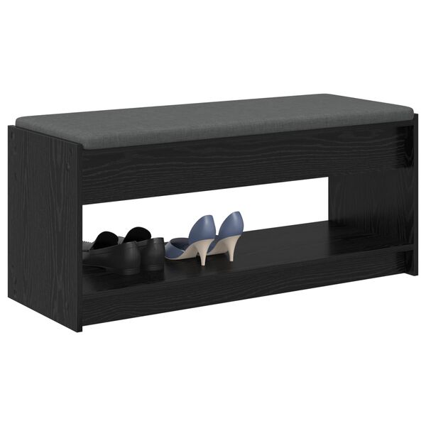 vidaXL Banc d'entr&eacute;e avec coussin Ch&ecirc;ne noir 103 x 38 x 45 cm