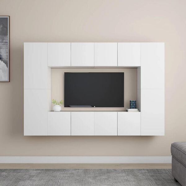 vidaXL Ensemble de meubles TV 8 pcs Blanc Bois d'ing&eacute;nierie