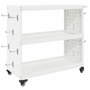 vidaXL Chariot &agrave; outils Blanc 75 x 35 x 73 cm Acier lamin&eacute; &agrave; froid