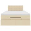 vidaXL Cadre de lit ottoman avec matelas cr&egrave;me 120x190 cm tissu