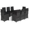 vidaXL Ensemble &agrave; manger de jardin 9pcs coussins noir r&eacute;sine tress&eacute;e
