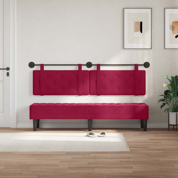 vidaXL T&ecirc;te de lit suspendue Bordeaux 190 x 55 x 5 cm Velours