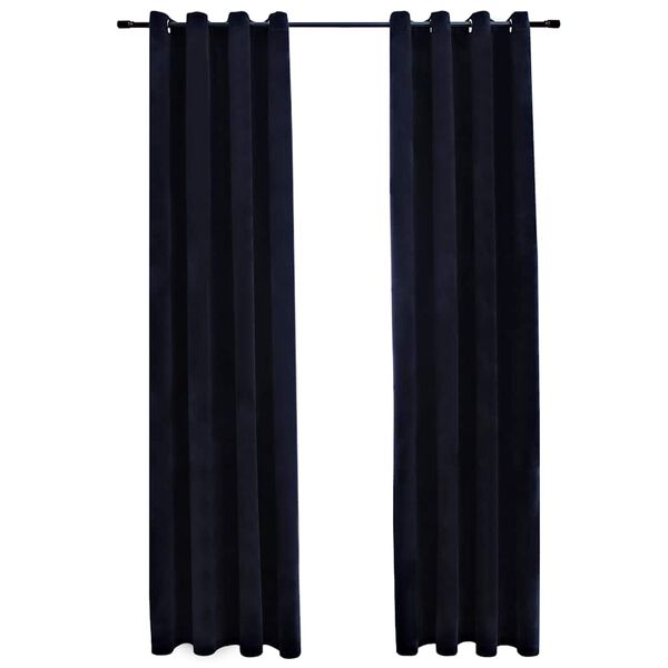 vidaXL Rideaux occultants avec anneaux 2 pcs Velours Noir 140x245 cm