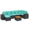 vidaXL Ensemble de canap&eacute; de jardin 8 pcs avec coussins noir r&eacute;sine tress&eacute;e