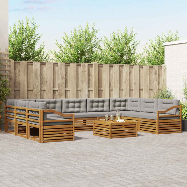 vidaXL Ensembles de canap&eacute;s avec coussin 10 pcs Gris Naturel et Clair