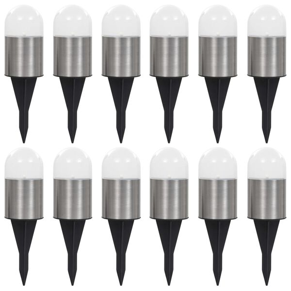 vidaXL Lampe solaire au sol 12 pcs Lumi&egrave;res LED blanches