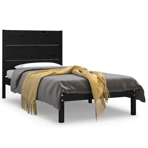 vidaXL Cadre de lit sans matelas noir 100x200 cm bois massif de pin