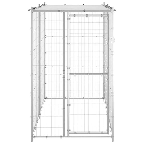 vidaXL Chenil ext&eacute;rieur Acier galvanis&eacute; avec toit 110x220x180 cm