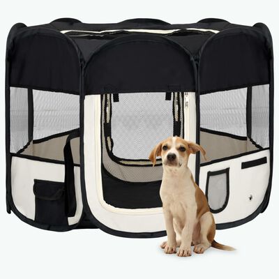 vidaXL Parc pour chiens pliable avec sac de transport Noir 90x90x58 cm