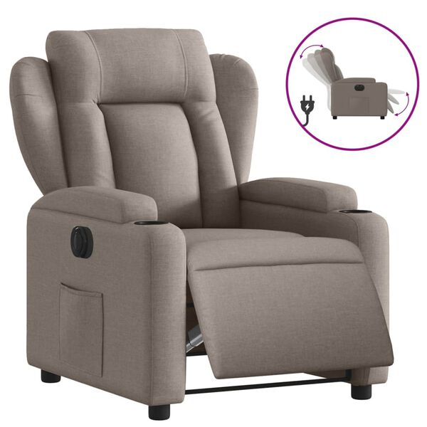 vidaXL Fauteuil inclinable électrique Taupe Tissu