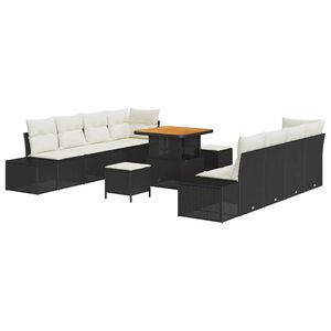vidaXL Ensemble de canap&eacute; de jardin Noir 80 x 80 x 71 cm Poly rotin