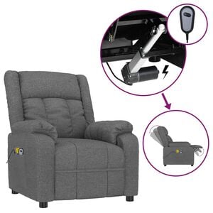 vidaXL Fauteuil &eacute;lectrique de massage Gris fonc&eacute; Tissu