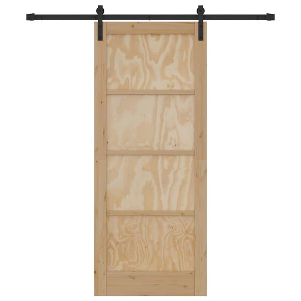 vidaXL Porte coulissante Naturel et Noir 83 x 202 cm Pin massif