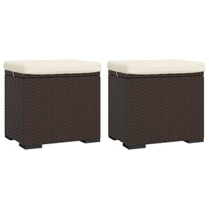 vidaXL Poufs avec coussins lot de 2 marron 40x30x40 cm r&eacute;sine tress&eacute;e