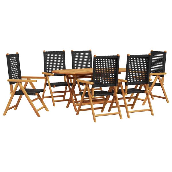 vidaXL Ensemble de salle &agrave; manger pour jardin 7 pcs Noir