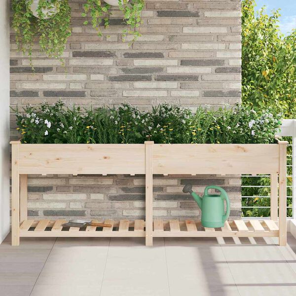 vidaXL Cache-pot de jardin avec étagère Beige 203 x 53 x 76,5 cm