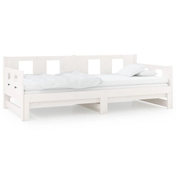 vidaXL Lit coulissant sans matelas blanc 2x(80x200)cm