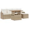 vidaXL Ensemble de canap&eacute; de jardin 6 pc Beige Poly rotin