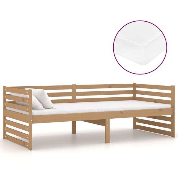 vidaXL Lit de repos et matelas 90x200cm Marron miel Bois de pin massif