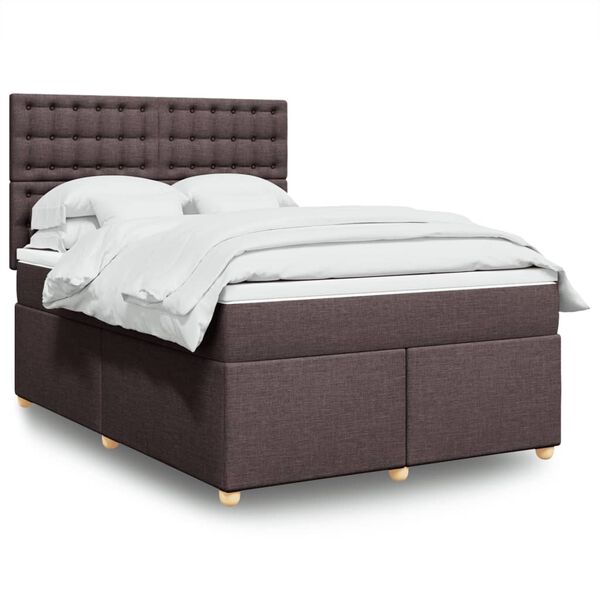 vidaXL Sommier &agrave; lattes de lit avec matelas Marron fonc&eacute; 140x190 cm