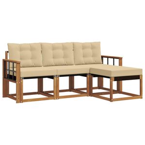 vidaXL Ensemble de canap&eacute;s d'ext&eacute;rieur 4 pcs Naturel et Beige