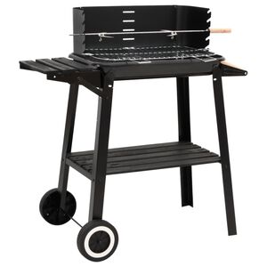 vidaXL Barbecue au charbon de bois avec roues noir acier