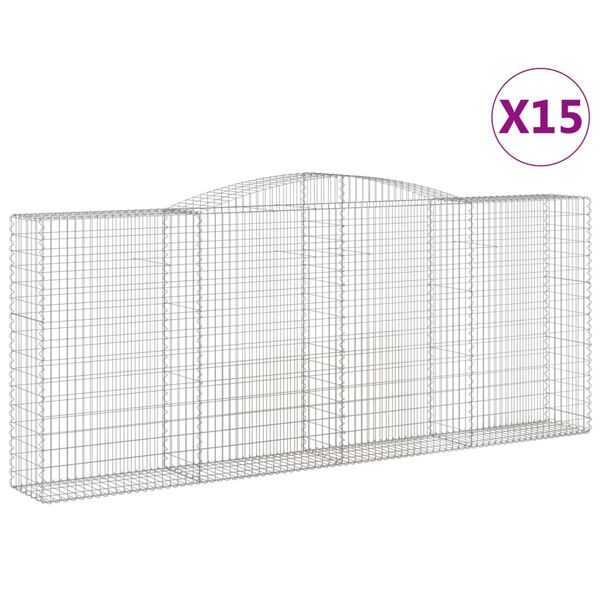 vidaXL Paniers &agrave; gabions arqu&eacute;s 15 pcs 400x50x160/180 cm fer galvanis&eacute;