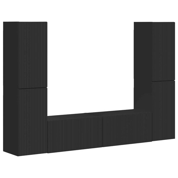 vidaXL Ensemble meuble TV 6 pcs Noir Bois d'ing&eacute;nierie