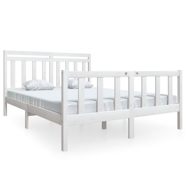 vidaXL Cadre de lit sans matelas blanc bois de pin massif