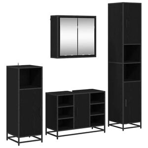 vidaXL Ensemble de mobilier de salle de bain 4 pc Ch&ecirc;ne noir