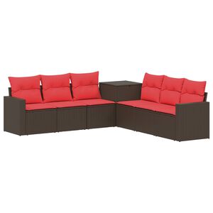 vidaXL Ensemble de Canap&eacute;s 7 pc Marron et rouge