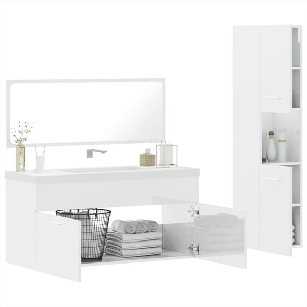 vidaXL Ensemble de meubles de salle de bain 3 pcs blanc brillant