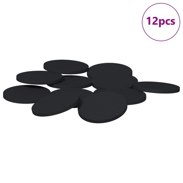 vidaXL Tapis de pieds de meubles 12 pcs Noir &Oslash; 30 x 2 mm EVA