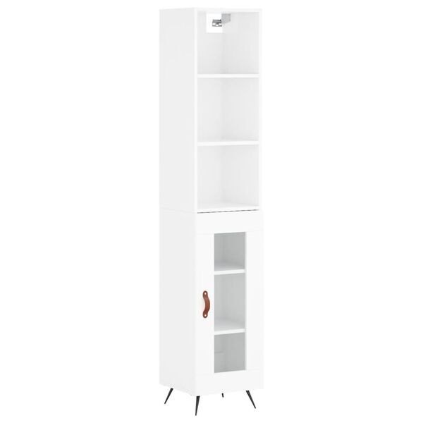 vidaXL Buffet haut Blanc brillant 34,5x34x180 cm Bois d'ing&eacute;nierie