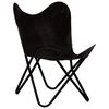 vidaXL Chaise papillon noir taille pour enfants cuir véritable