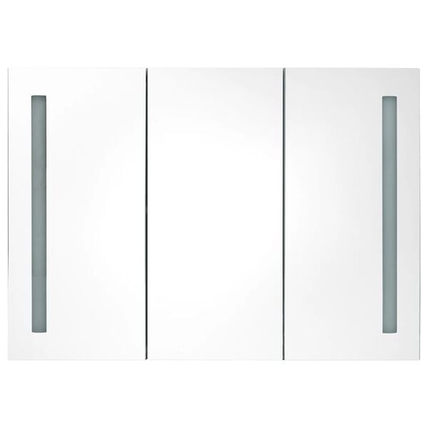 vidaXL Armoire de salle de bain à miroir LED 89x14x62cm blanc et chêne